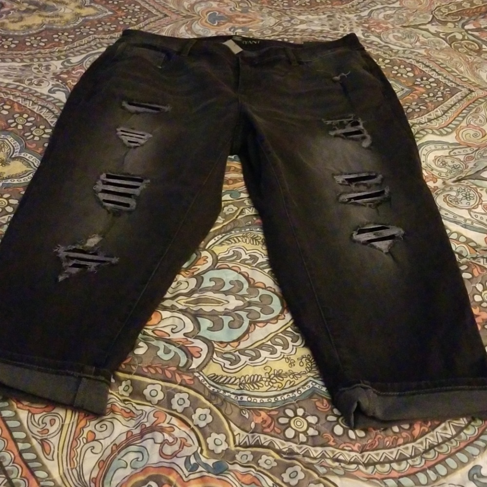 Lane Bryant girlfriend distressed Black Jeans